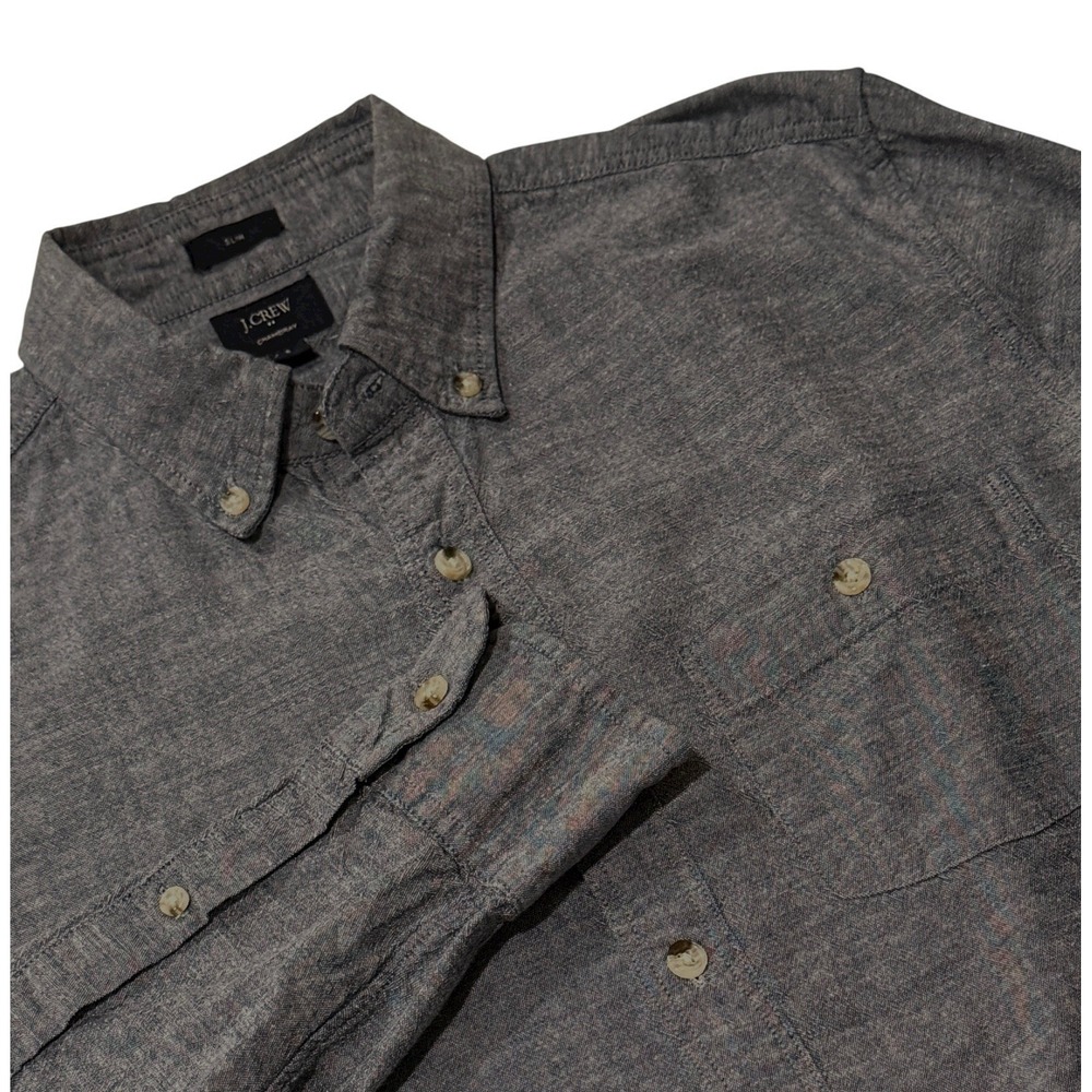 J. Crew Chambray Shirt Mens‎ S Slim Blue Button Cotton Lightweight Denim